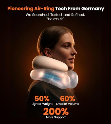 Image of Neck Pillow for Traveling, Travel Pillows for Airplanes, Adjustable Neck Pillow Airplane Travel Essentials - 2 Layer Patented | Inflatable Air Loop & Memory Foam for 360 Ergonomic Support