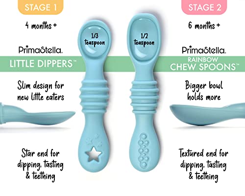 Image of PrimaStella 6-Piece Silicone Baby Feeding Spoons - First Stage Infant Spoons, Soft-Tip Baby Training Spoon - Infant Utensils Feeding Supplies - Dishwasher & Boil-proof (Neutrals)