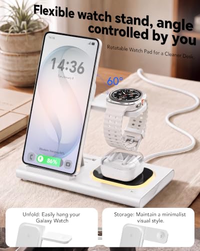 Image of 3 in 1 Charging Station for Samsung Charger, Foldable & Night Lamp