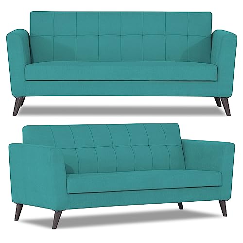 Image of Adorn India Dannis 3+2 5 Seater Sofa Set (Aqua Blue) (3 Year Warranty)