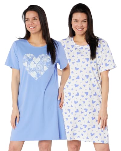 Chemises de nuit en coton contre la chaleur nocturne lot de 2 pièces douces manches courtes
