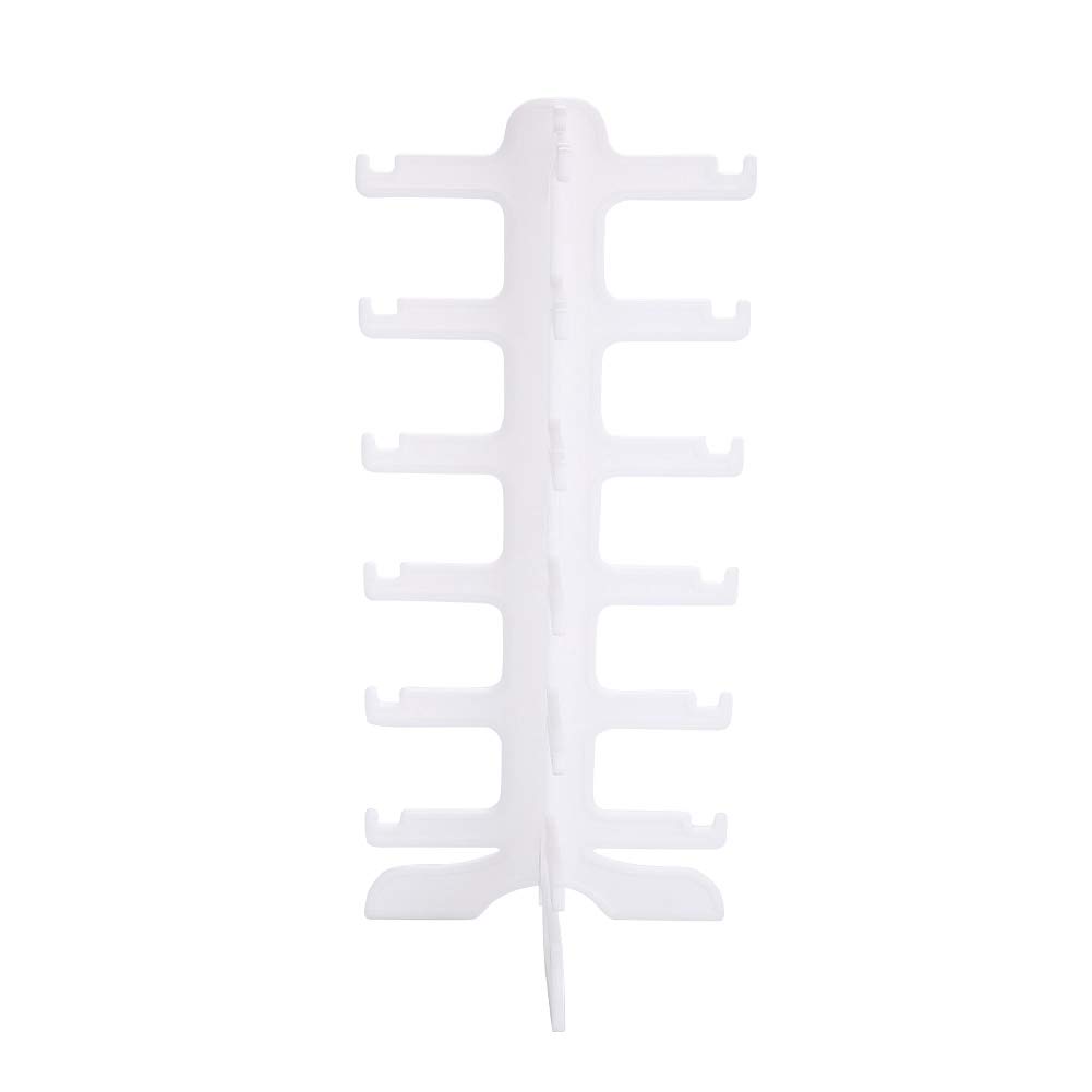 Stojak na Okulary Przeciwsłoneczne, Biały Organizer na 6 par, Uchwyt Wyświetlacz, 35,5 x 15,8 cm, do Biurka