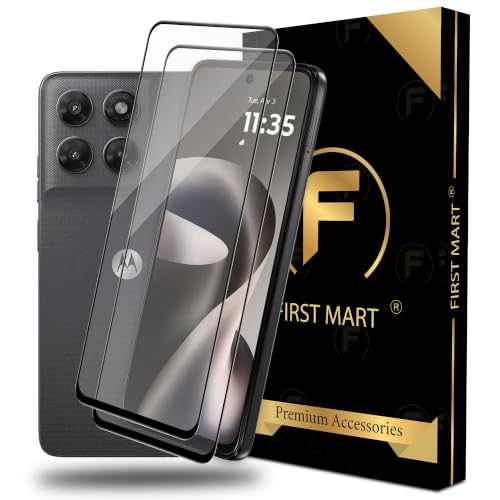 Image of FIRST MART Tempered Glass Screen Protector for Motorola G37 Power /Moto G37 - Full-Glue Screen Guard, 3D Edge to Edge, HD Clear, Bubble-Free, Case-Friendly, Black, Pack of 2