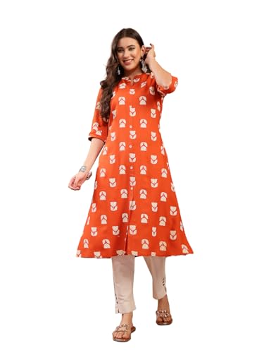 Image of Stylum Women's Pink Floral Printed Rayon A-Line Kurta