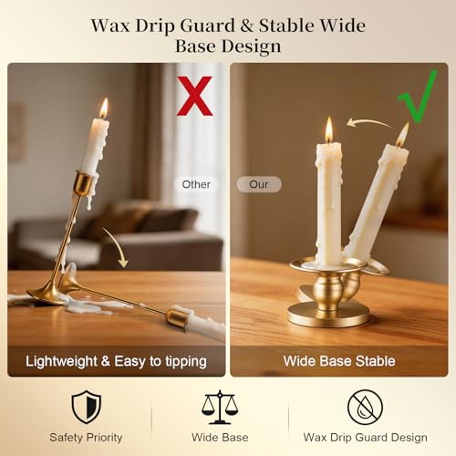 Pillar & Taper Gold Candle Holder: Fits 3" Pillar and 0.87" Taper Candles by MIJI MILA - Used condition - Image 3