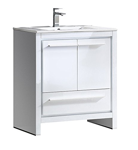 Fresca Allier 30" White Modern Bathroom Cabinet W/Sink #TOP9