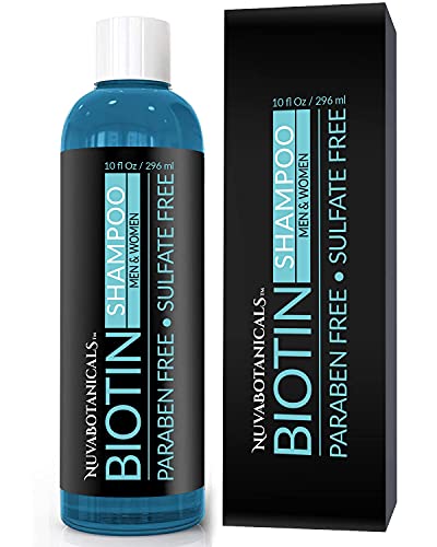 Biotin Shampoo For Hair Growth – Natural Thickening Treatment For Hair Loss and Thinning – Stimulate Thicker Regrowth - Sulfate Free & Paraben Free – For Women and Men by Nuva Botanicals (Packaging May Vary)