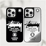 人気 欧米潮牌 スマホケース ステューシー 高度きょうめん 2025新型 携帯電話カバー iPhone17用ケース iPhone16/15/14/13 携帯ケース TPU 耐衝撃 落下防止 おもしろい カップルスタイル 贈り物 プレゼント (for iPhone 16 Plus,シルバー)