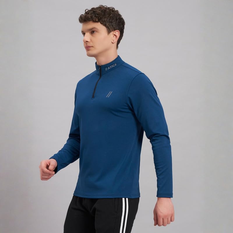 Image of ATICX Polyester Full Sleeve Compression High Turtle Neck Sports Jersey T Shirt for Men - Quick Dry Fit Gym Workout Top for Running, Swimming, Training, Cycling, Football, Badminton