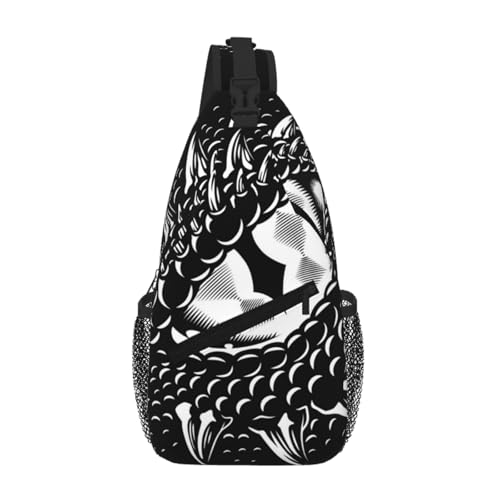 Monochrome Dragon Eye Large Capacity Crossbody Bag, Fashionable Handbag, Casual