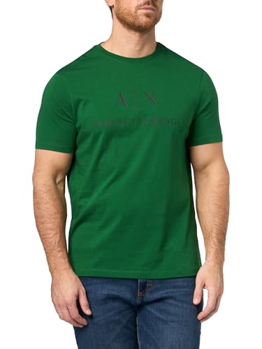 Image of Armani Exchange Mens Classic Crew Logo Tee T Shirt, Formal Garden, XS