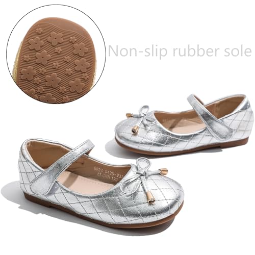WUIWUIYU Toddler Girls Ballet Flats Shoes Ballerina Bowknot Bell Mary Jane Princess Dress Shoe for Wedding Party School Birthday3