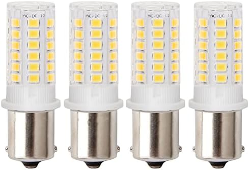 HRYSPN BA15S LED bulb p21w 12v 5W Warm White 3000K, Bayonet Single Contact Base for RV Camper Trailer Boat Trunk Interior Lights (Pack of 4)