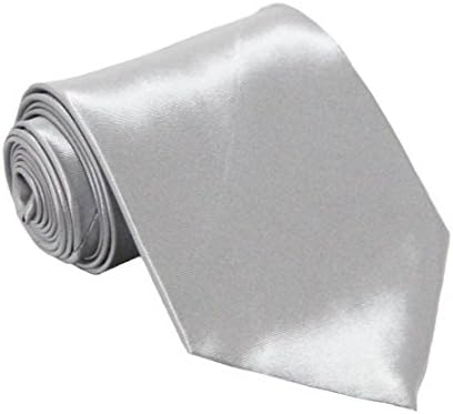 Soophen Poly Men's Soild Color Necktie, Sliver …