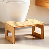 Zedelmaier Klappbarer Toilettenhocker aus Bambus, 21,5cm hoch – Ergonomischer WC-Hocker für 35° Körperneigung, mit rutschfesten Füßen, zur Vorbeugung von Verstopfung und Hämorrhoiden
