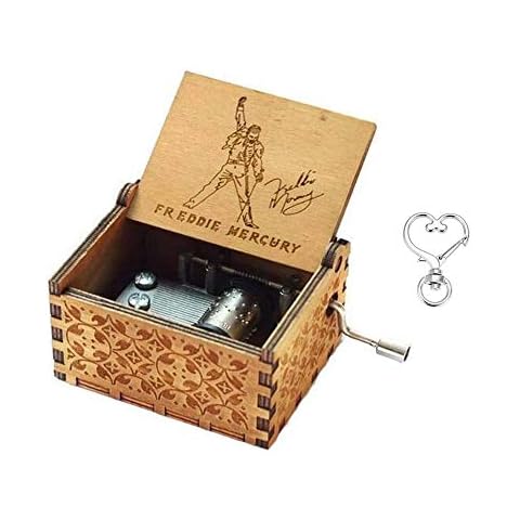 Cuzit Greatest Hits Queen Freddie Mercury Antique Carved Music Box Hand Crank Wooden Musical Box Toy Cover