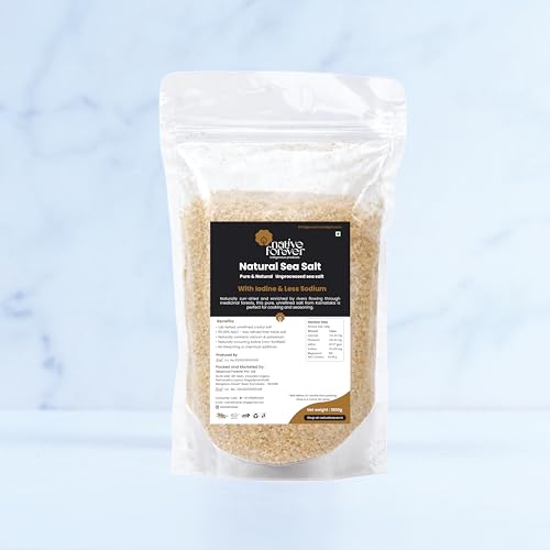 Image of Natural Sea Salt 1800g | Less Sodium Than Refined Salt | Mineral-Rich Unprocessed Crystal Salt | with Iodine
