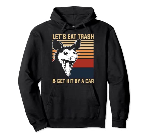 Lets Eat Trash Get Hit By A Car Retro Possum Possum Sudadera con Capucha