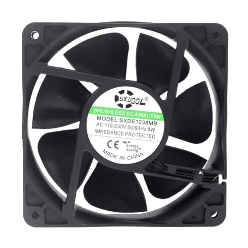 SXDOOL EC Motor Cooling Fan, 120mm Fan, 120mm 38mm AC 110V 115V 120V 220V 240V, Dual Ball Bearing 3000RPM Powerful - Thumbnail 2