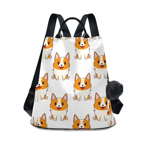 Sac à dos femme antivol pour éviter les vols dans les transports avec motif de chiens blanc