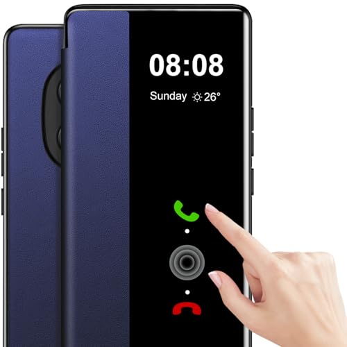 Cover per Xiaomi Redmi Note 14 Pro 5G Custodia a libro Clear View Cover per Redmi Note 14 Pro 5G Custodia a patta integrale protezione Flip Folio Antiurto 360 Full Body Antiurto Cover (Blu)
