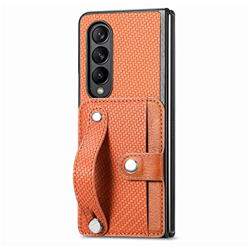 Coque Samsung Z Fold 3 et Z Fold 4 housse cuir marron antichoc avec dragonne