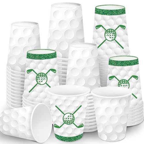 Golf Party Decorations 48Pcs Golf Ball Birthday Party Supplies Lets Par-Tee Paper Cups for Sports Golf Themed Party Hole in One Birthday Decorations Favors