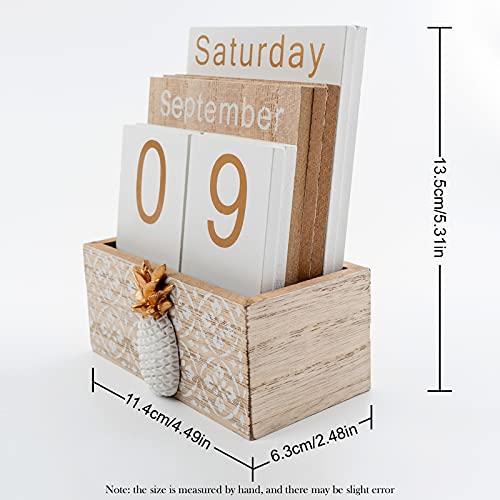 Notakiavintagewoodblockperpetualcalendarmonthweekdatedisplayforhomeofficedeskrusticdecorationbrownpineapple  Urban Country Home Decor Notakia vintage wood block perpetual calendar month week date display for home office desk rustic decoration brown pineapple  urban country home decor