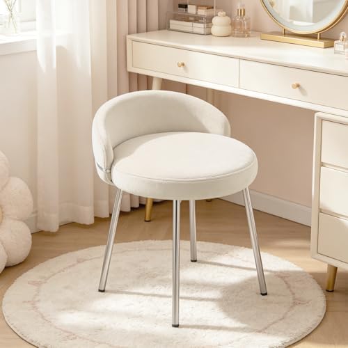 Velvet Vanity Chair with Silver Legs, Cute Makeup Desk Chair for ...