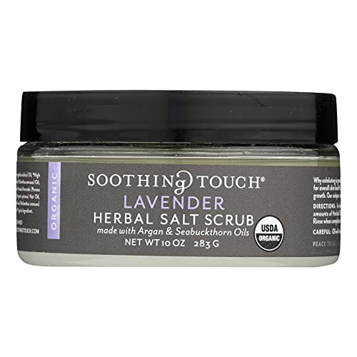 Organic Herbal Salt Scrub with Calming Lavender - 10 Oz - Soothing Touch