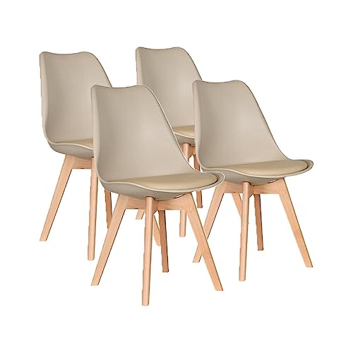 AVC Designs Set of 4 Dining Chairs Designer Wooden Home Office Commercial (Brown)