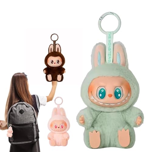Labubu Peluche,Labubu Monstruo Llavero, Llavero de Peluche Labubu,Labubu Plush Doll,Figuras de Labubu Sorpresa los Monstruos, Labubu Plush Doll, Regalos para Fans, Niños y Niñas (Verde)