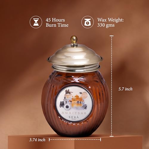 Image of SEVA HOME Ode to India Amritsar Spice Blend Scented Candle | Earthy Aroma | Long Lasting 45H Burn | Natural Soy Wax | Luxury Home Decor & Gifting