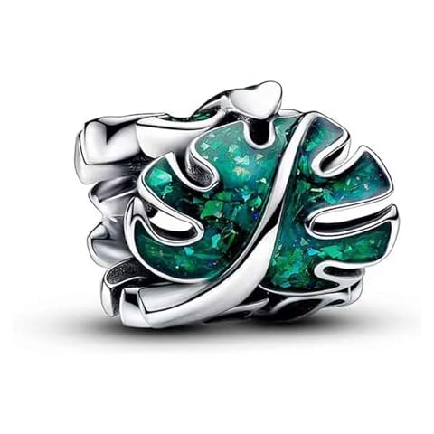 LaMenars Green Monstera Leaves Charm in Silver Cover