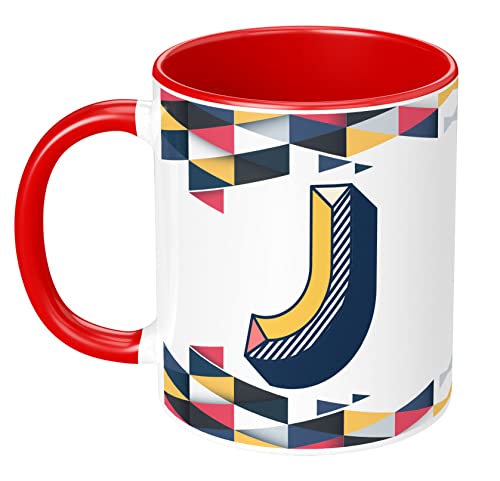Image of 3D Colorful Alphabet Letter J Printed Coffee Mug For Girls Boys Friends Love Kids Best Gift For Birthday Anniversary Initial Letter J (Microwave Safe Ceramic Tea Coffee Mug-350ml) - ABV3TM2 111