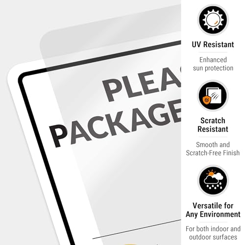 Image of Package Delivery Sign, Delivery Instructions Package and Deliveries Here Sign, 10x7 Inches, 4 Mil Vinyl Decal Stickers Weather Resistant, Made in USA