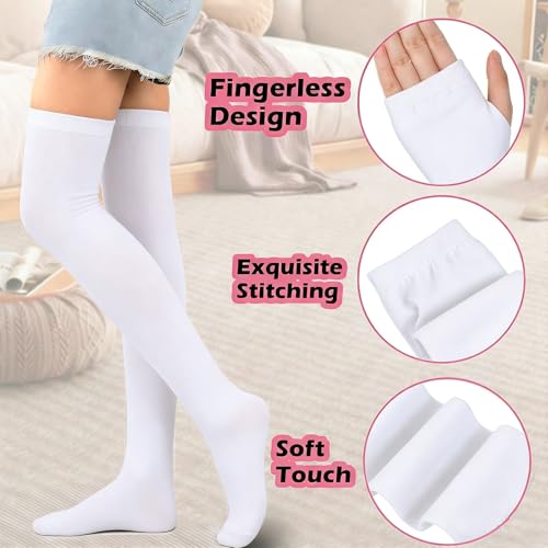 Image of Black and White Striped Arm Leg Warmers Sleeves Set Rainbow Socks Knee High Fingerless Gloves Hand Thigh Warm