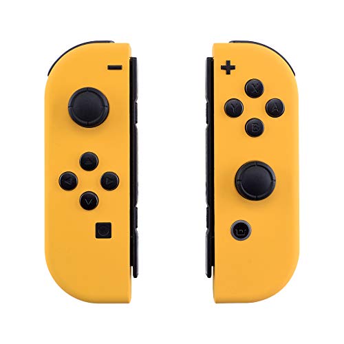 Hülle Gehäuse Case Cover Schale Schutzhülle Tasche Kit für Nintendo Switch Joycon Controller mit vollständige Tasten(Vorsicht Gelb)-Keine