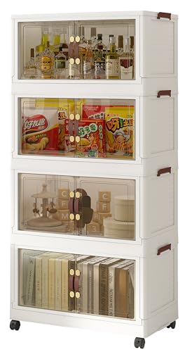 FUREINSTORE Armario Organizador Plegable | Caja de Almacenaje, Contenedor de Plástico, Estantería Plegable para Calzado, Ropa, Juguetes y Libros | Solución Versátil de Almacenaje (45cm x 4 Pisos)