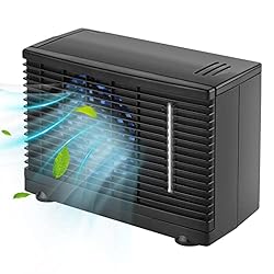 Aire Acondicionado Coche, 12v Camion Evaporador En...: 【Ventilador de Aire Evaporativo】Este modelo es un ventilador evaporador de aire evaporativo, el efecto de enfriamiento se logra haciendo pasar el aire por un tapete sumergido en agua y luego evaporando para enfriarlo. Si vierte agua helada, el efecto...
