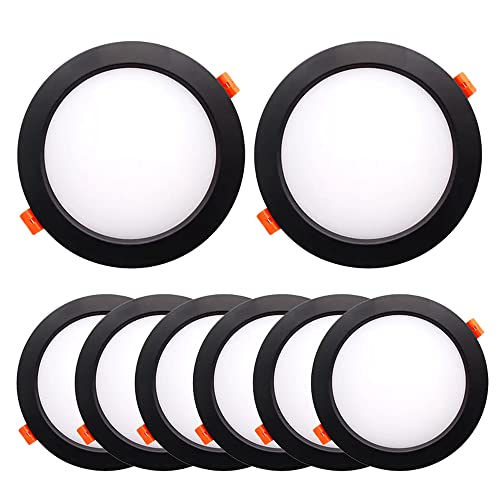 Juego de 8 focos empotrables de Techo comerciales de 2,5 a 8 Pulgadas, 5 W-24 W, Panel de luz LED Negro, Kit de conversión de Repuesto