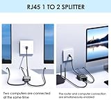 OIHCAZ Ethernet Splitter 1 to 2 1000Mbps, RJ45 Network Switch 2 Port Gigabit Internet Cable Splitter with USB Power Cable for Computer Hub Router Digital TV - Image 4