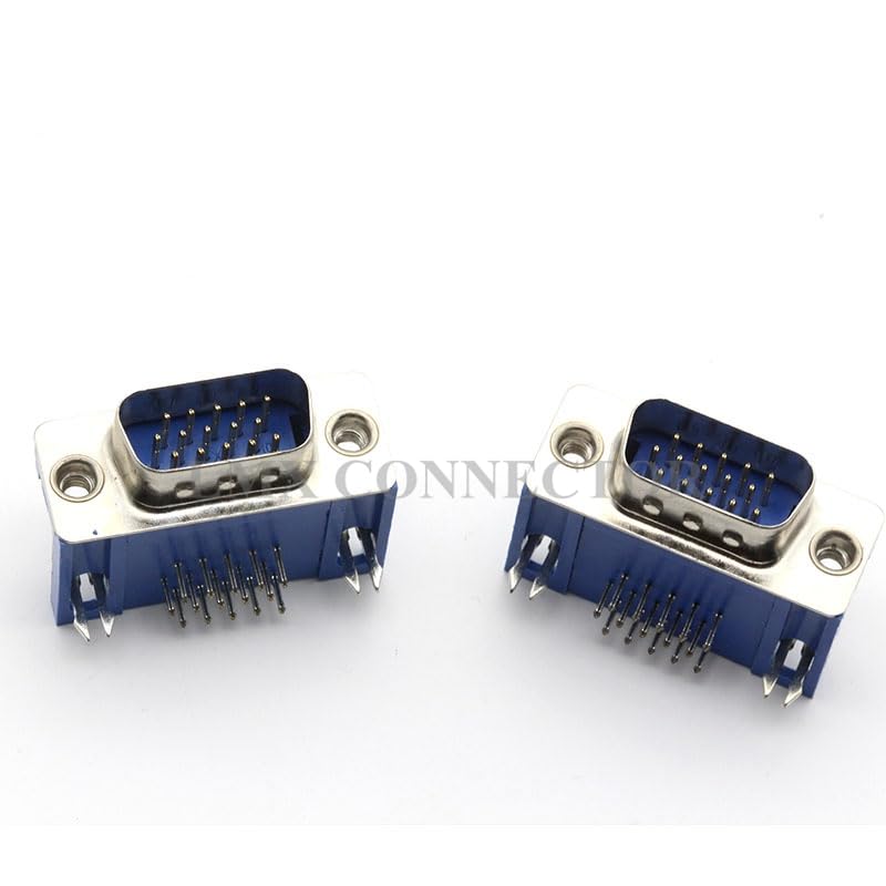 Wiring Connecting Terminals - 20PCS VGA Socket Adapter 90-Degree Curved Needle Welding Plate HDR15 3X5 DB15P Ports Connector Male Riveting Half Gold