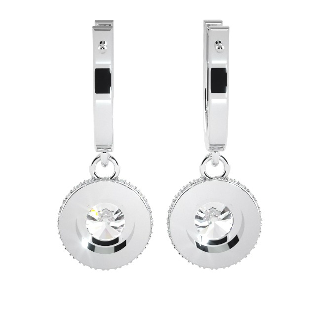 Boucles D'oreilles Clous Mode - Perles Blanches Rondes Simulées, Halo Zircone Cubique, PE24