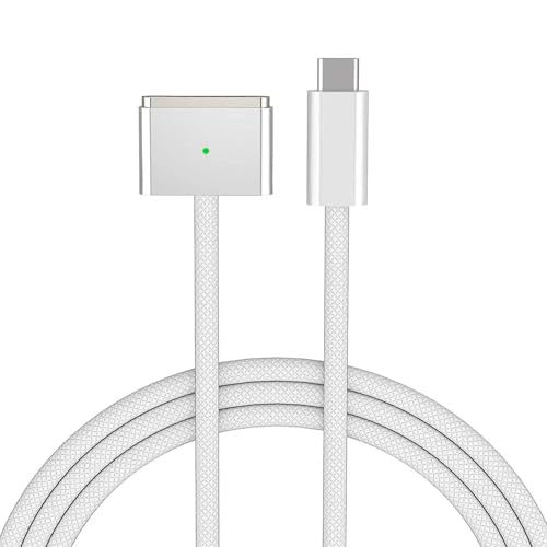 USB C to Magnetic 3 Charging Cable 6.6FT 140W Fast Charging Braided Cable with LED Strong Magnetic Connect for MacBook Air 13/15 and MacBook Pro 14/16 White Compatible with M5/M4/M3/M2/M1