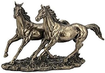 Bronce fundido en frío a color de 11inch esprintar caballos figura estatua figura decoración