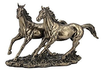 US Figura Decorativa de Caballos de Carreras de Color Bronce Fundido en frío de 11 Pulgadas
