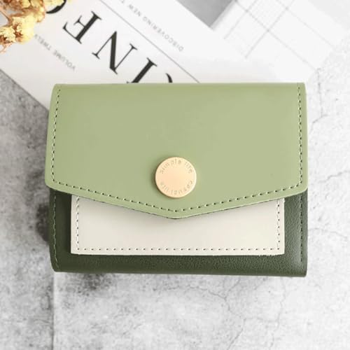 Short Leather Wallet Women Fashionable Simple Card Holder with Coin Pocket, Id Window Cash Compartment 3 Fold Purse for Lady4