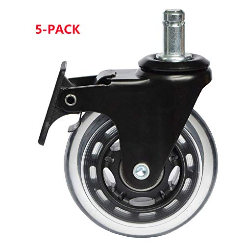 IKEA Rueda de rueda de 10 mm con bloqueo de freno, ruedas resistentes para silla de oficina, tapete de repuesto (CasterIkeaBrake3)