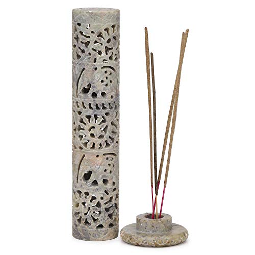 Image of Marble Carving Agarbatti Stand, Combo | Soapstone Hand-Carved, Incense Burner Holder, Ash Catcher for Incense Sticks, Spiritual Decor for Puja Room